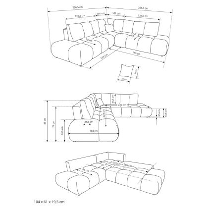 Lahtikäiv parempoolne polsterdatud L-kujuline nurgadiivan panipaigaga ALMADA beež