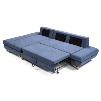 Lahtikäiv vasakpoolne L-kujuline polsterdatud nurgadiivan AVESTA, sinine, panipaigaga