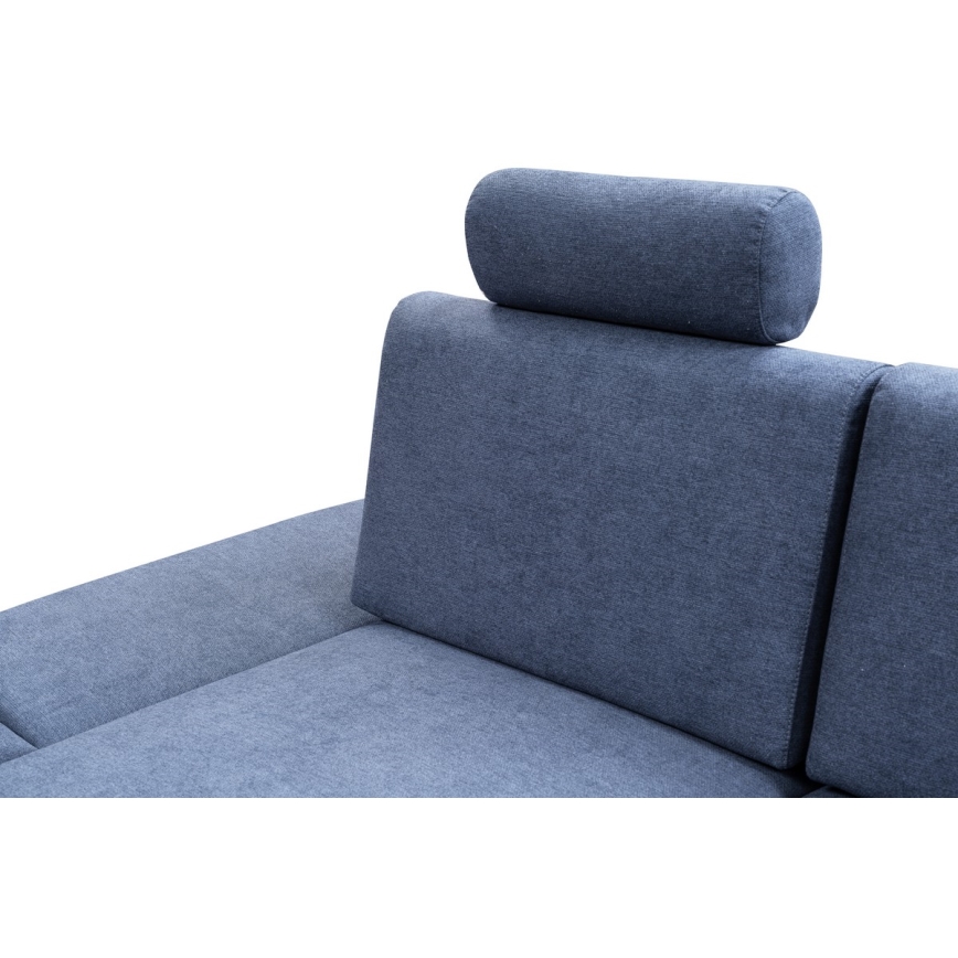 Lahtikäiv vasakpoolne L-kujuline polsterdatud nurgadiivan AVESTA, sinine, panipaigaga
