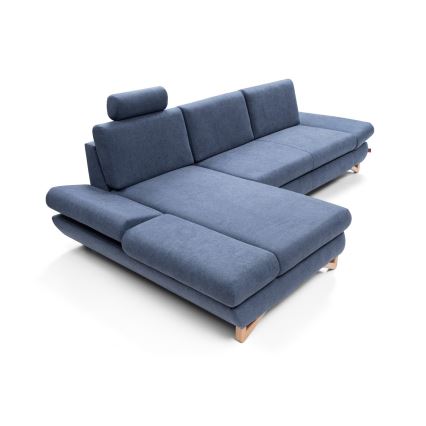 Lahtikäiv vasakpoolne L-kujuline polsterdatud nurgadiivan AVESTA, sinine, panipaigaga