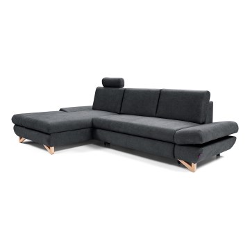 Lahtikäiv polsterdatud L-kujuline nurgadiivan AVESTA, panipaigaga, vasakpoolne, antratsiit