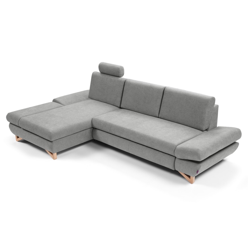 AVESTA L-kujuline lahtikäiv polsterdatud nurgadiivan, vasakpoolne, hall, hoiukastiga