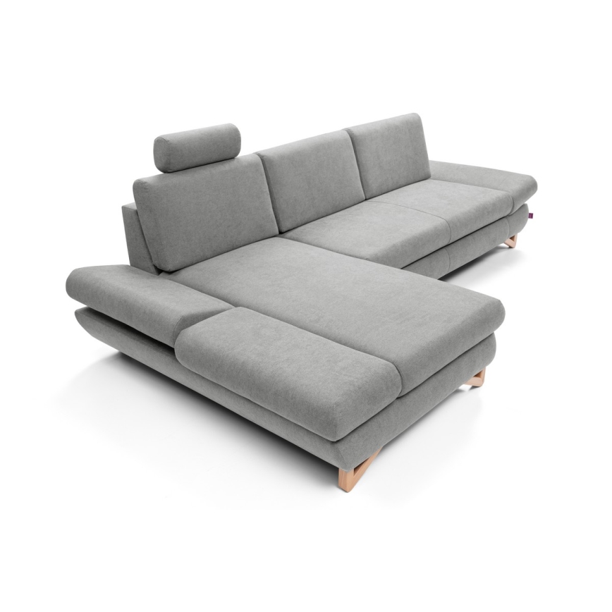 AVESTA L-kujuline lahtikäiv polsterdatud nurgadiivan, vasakpoolne, hall, hoiukastiga