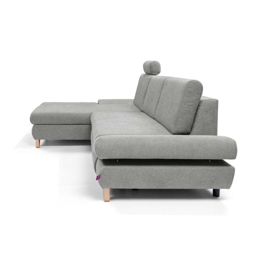 AVESTA L-kujuline lahtikäiv polsterdatud nurgadiivan, vasakpoolne, hall, hoiukastiga