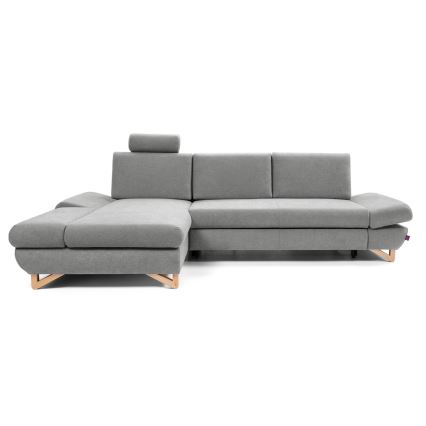 AVESTA L-kujuline lahtikäiv polsterdatud nurgadiivan, vasakpoolne, hall, hoiukastiga