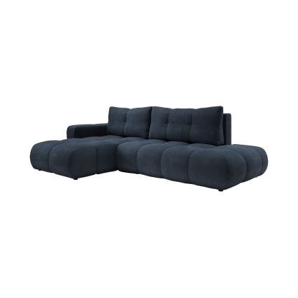 L-kujuline lahtikäiv polsterdatud nurgadiivan hoiukastiga ALMADA, vasakpoolne, sinine