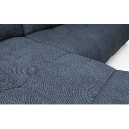 L-kujuline lahtikäiv polsterdatud nurgadiivan hoiukastiga ALMADA, vasakpoolne, sinine