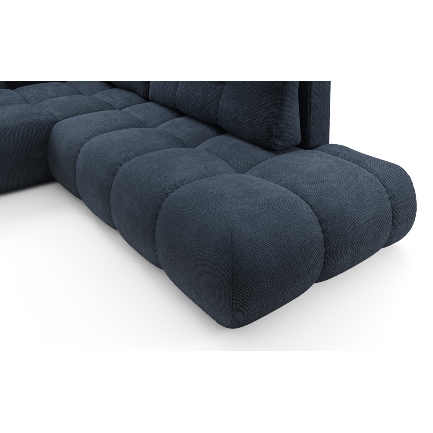 L-kujuline lahtikäiv polsterdatud nurgadiivan hoiukastiga ALMADA, vasakpoolne, sinine