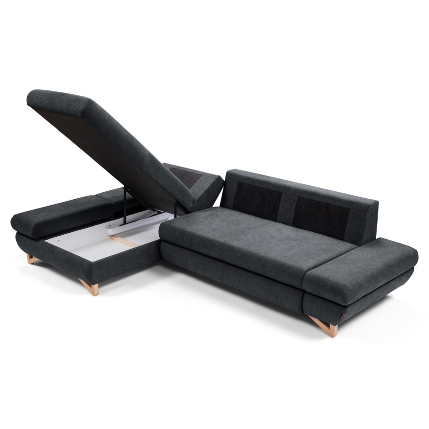 Lahtikäiv polsterdatud L-kujuline nurgadiivan AVESTA, panipaigaga, vasakpoolne, antratsiit