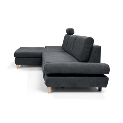 Lahtikäiv polsterdatud L-kujuline nurgadiivan AVESTA, panipaigaga, vasakpoolne, antratsiit