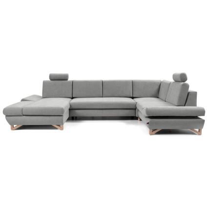 Lahtikäiv polsterdatud U-kujuline nurkdiivan AVESTA panipaigaga, hall