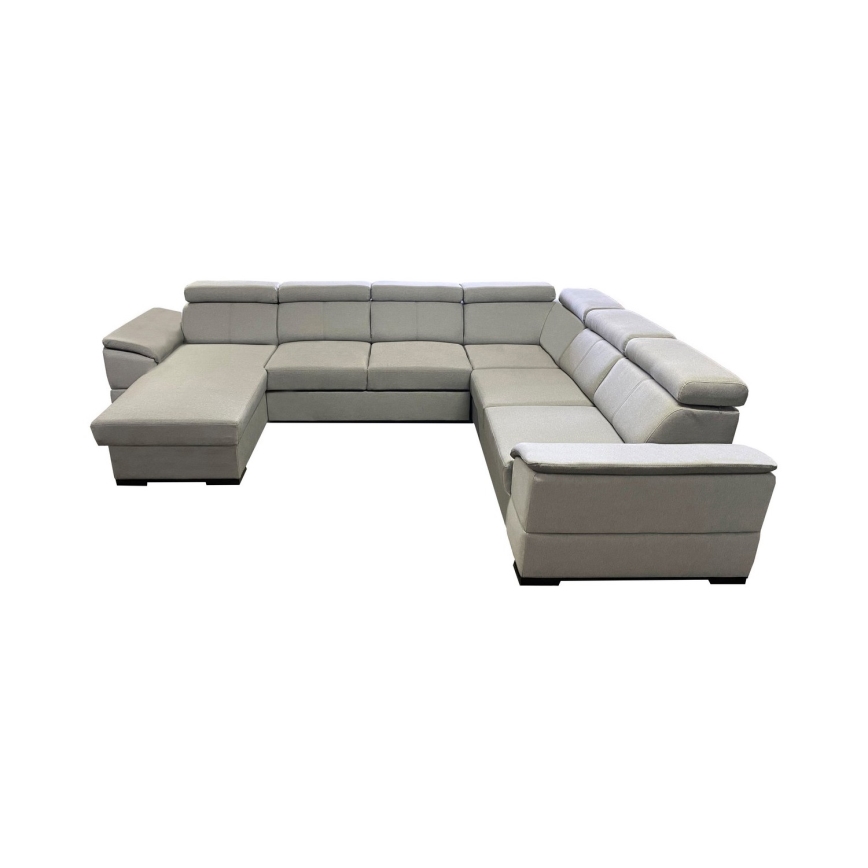 Lahtikäiv U-kujulise universaalse nurgaga diivanvoodi GRANADA, hoiuruumiga, helehall