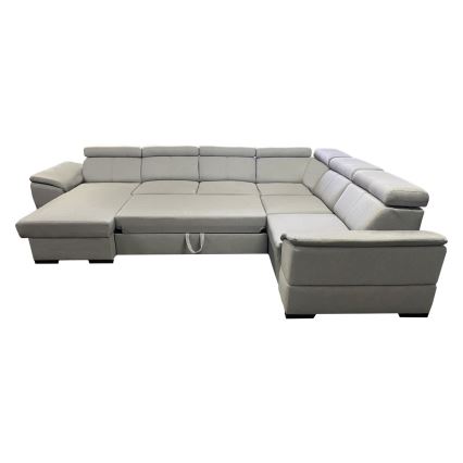 Lahtikäiv U-kujulise universaalse nurgaga diivanvoodi GRANADA, hoiuruumiga, helehall