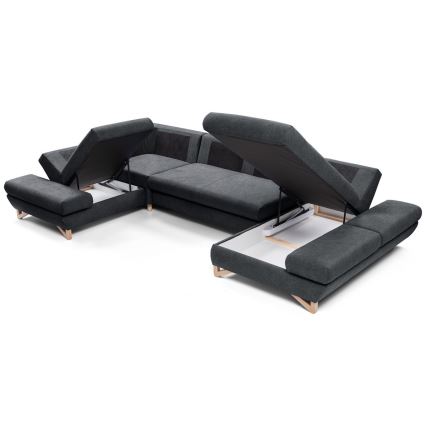 Lahtikäiv U-kujuline polsterdatud nurgadiivan AVESTA, antratsiit, hoiuruumiga