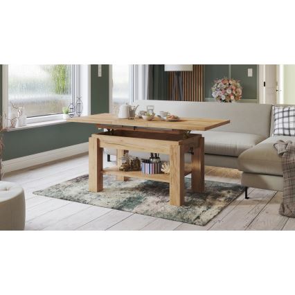 Laiendatav kohvilaud riiuliga ADONIS 110/150x68 cm craft-tamm
