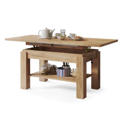 Laiendatav kohvilaud riiuliga ADONIS 110/150x68 cm craft-tamm