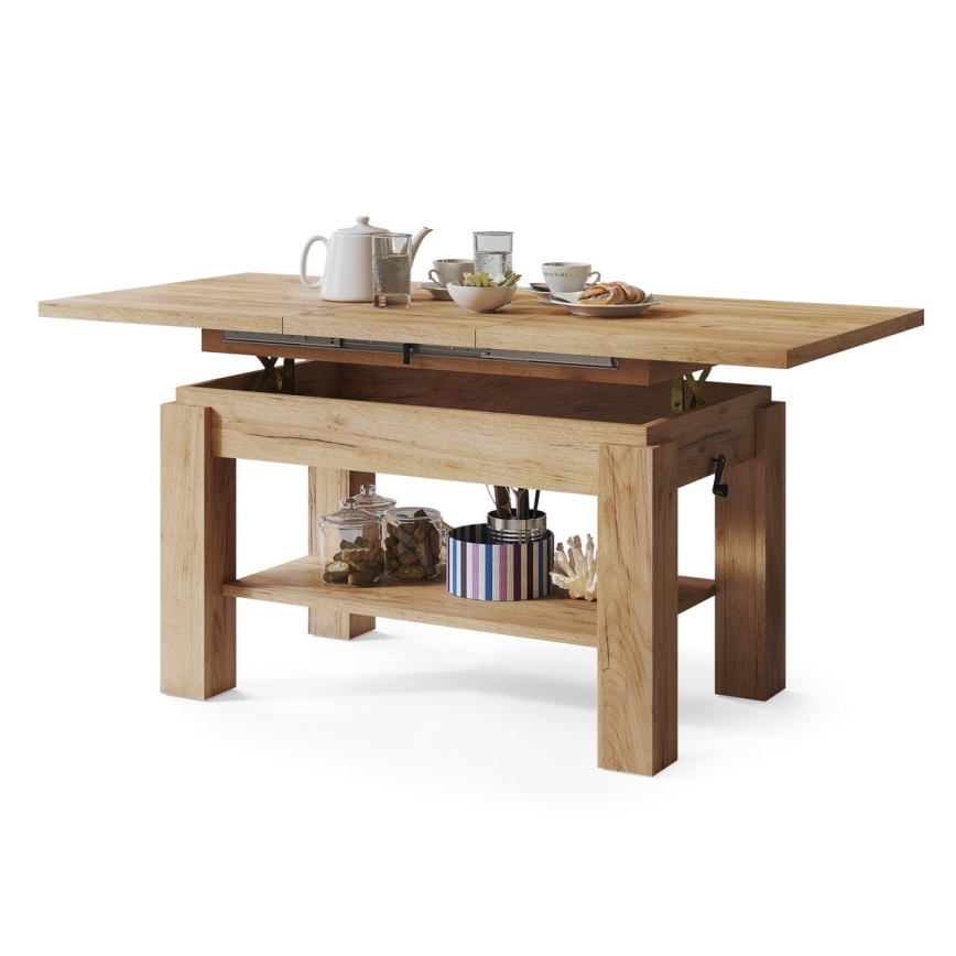 Laiendatav kohvilaud riiuliga ADONIS 110/150x68 cm craft-tamm