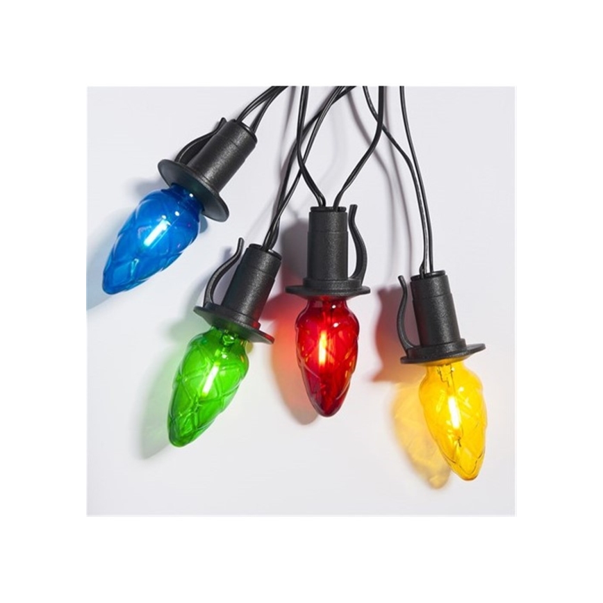 Laiendatav LED-välisvalguskett CONE FILAMENT 20xE10, 14 m, värviline/soe valge, IP44, Valmistatud EL-is