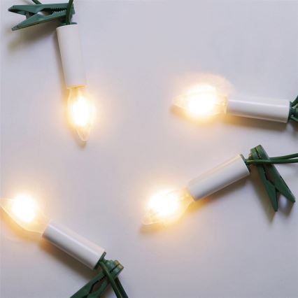 Laiendatav välistingimustes kasutatav LED-valguskett FELICIA FILAMENT 20xE10 14m valge/soe valge IP44, Valmistatud Tšehhis