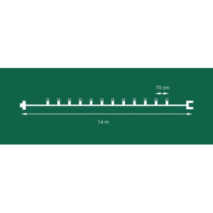 Laiendatav välistingimustes kasutatav LED-valguskett FELICIA FILAMENT 20xE10 14m valge/soe valge IP44, Valmistatud Tšehhis
