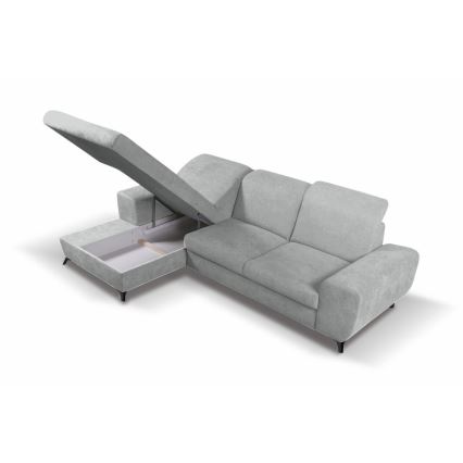 Lahtikäiv polsterdatud L-kujuline nurgadiivan ALTA, vasakpoolne, hall, hoiukastiga