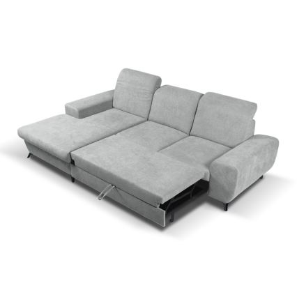 Lahtikäiv polsterdatud L-kujuline nurgadiivan ALTA, vasakpoolne, hall, hoiukastiga