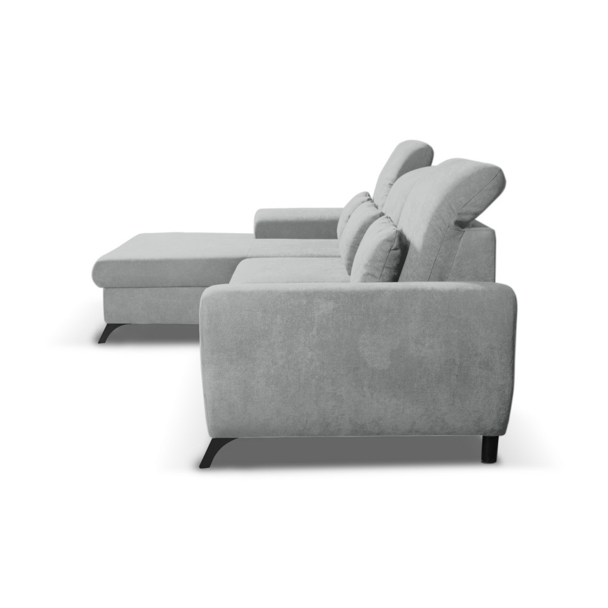 Lahtikäiv polsterdatud L-kujuline nurgadiivan ALTA, vasakpoolne, hall, hoiukastiga