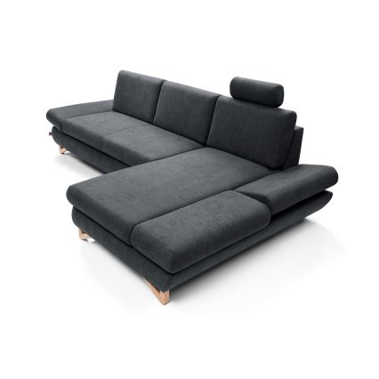 Lahtikäiv L-kujuline polsterdatud nurgadiivan AVESTA, parempoolne, antratsiit, hoiuruumiga