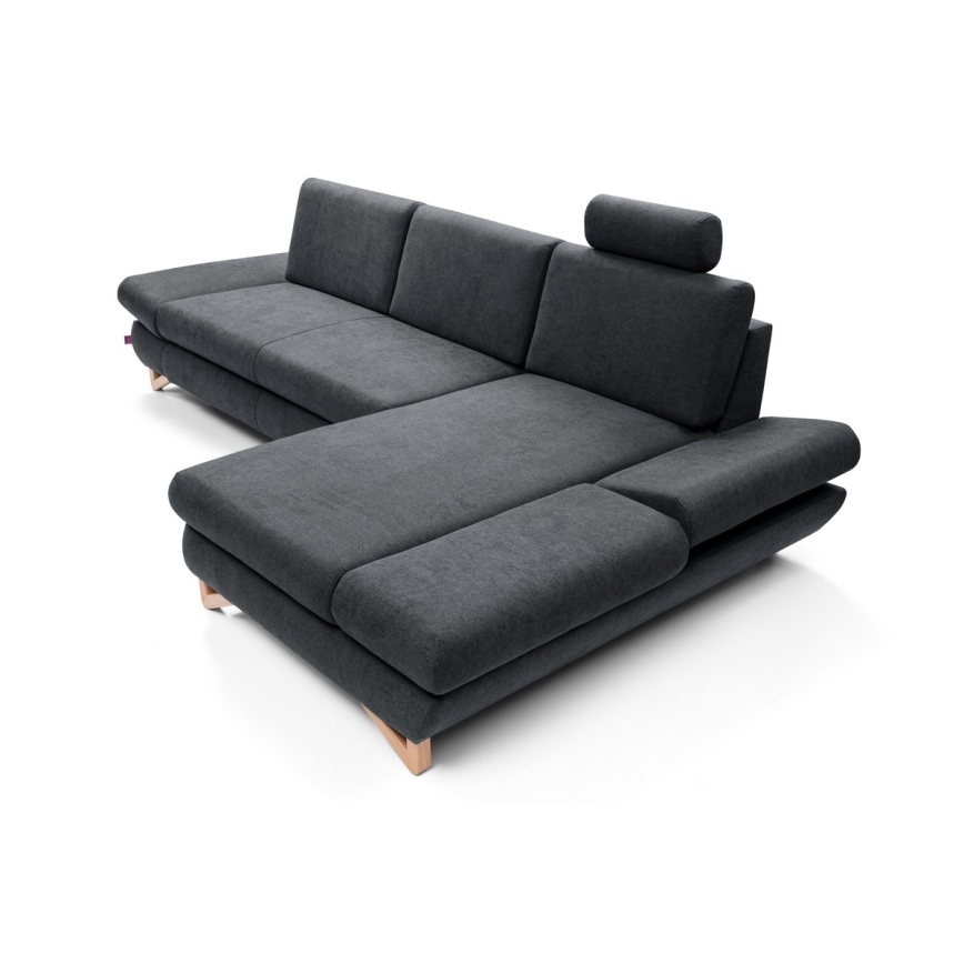 Lahtikäiv L-kujuline polsterdatud nurgadiivan AVESTA, parempoolne, antratsiit, hoiuruumiga