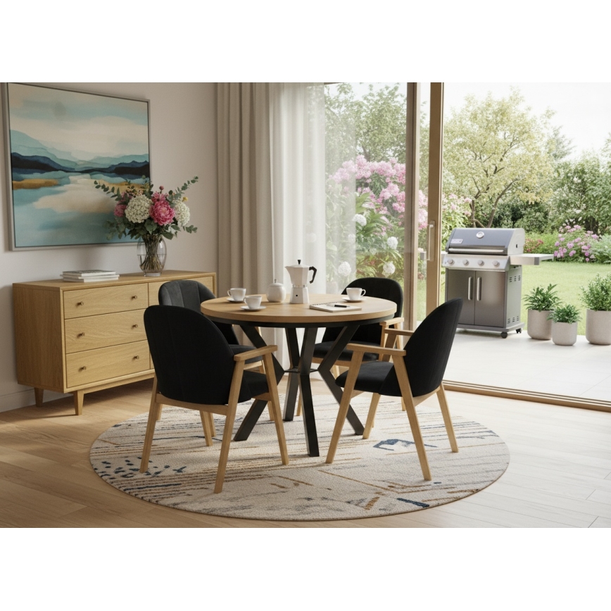 Laiendatav söögilaud CONVI 100/140x73 cm tamm craft/must