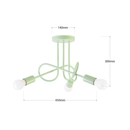 Lakke kinnitatav lühter OXFORD 3xE27/15W/230V roheline