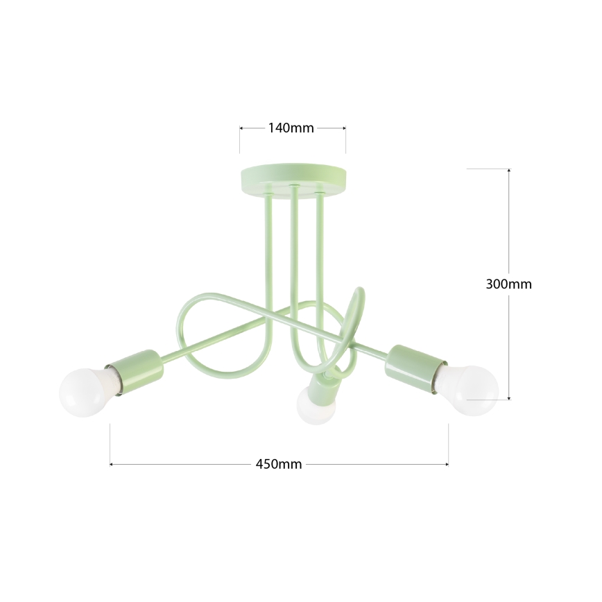 Lakke kinnitatav lühter OXFORD 3xE27/15W/230V roheline