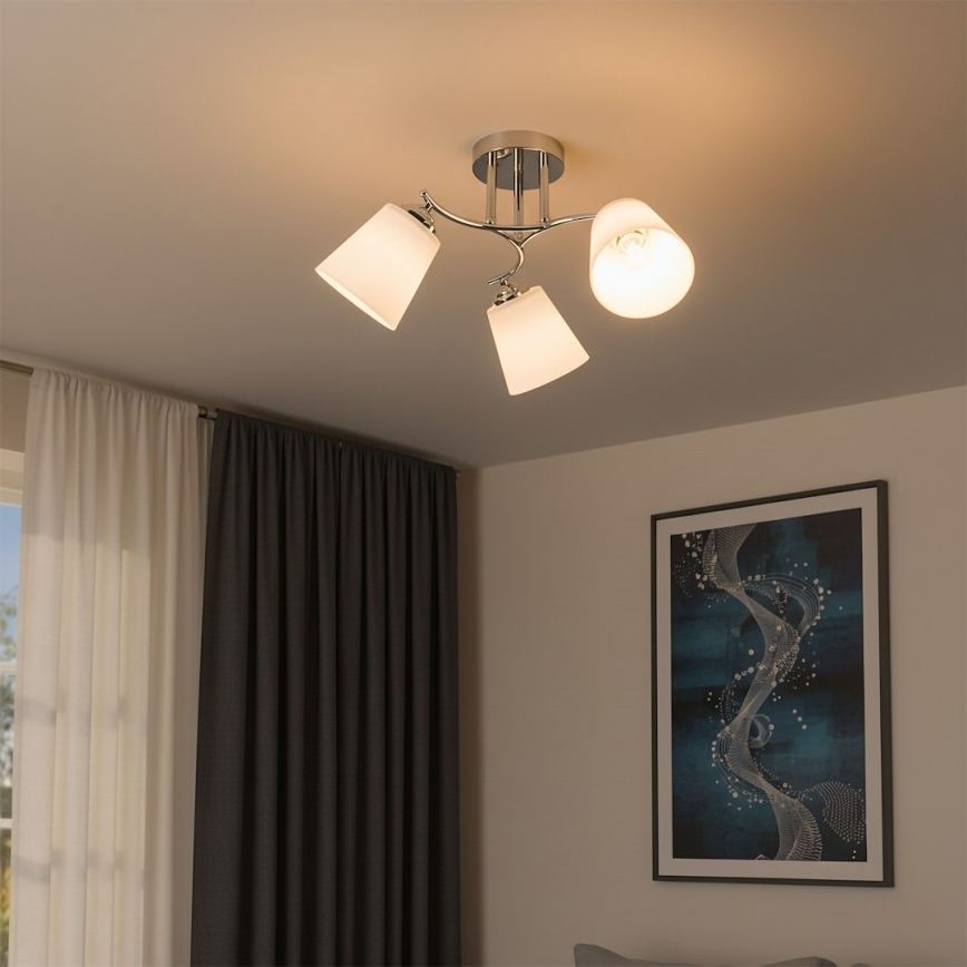 Lakke kinnitatav lühter PAFOS 3xE27/15W/230V läikiv kroom