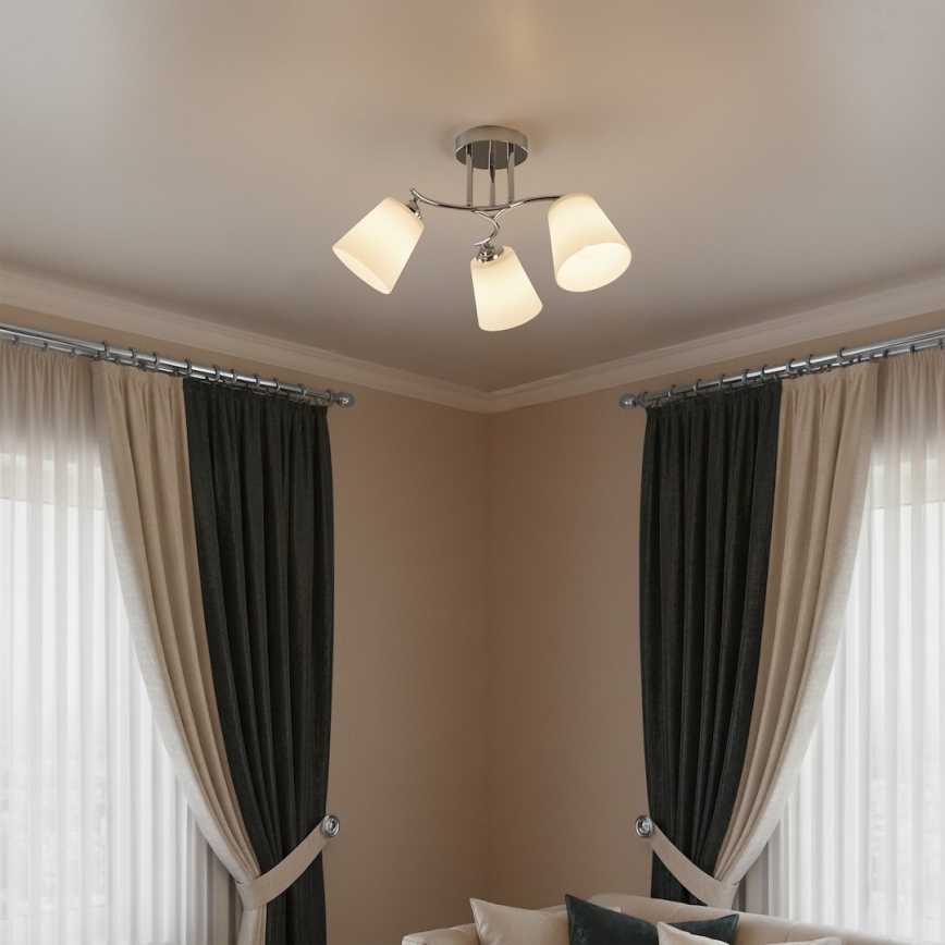 Lakke kinnitatav lühter PAFOS 3xE27/15W/230V läikiv kroom