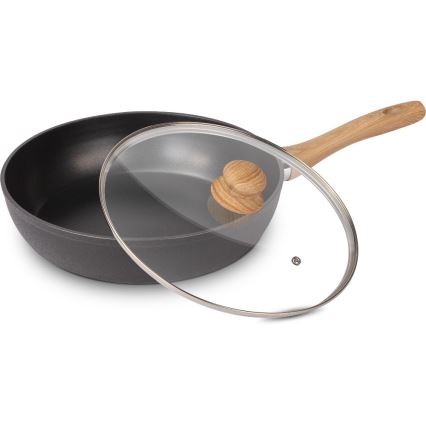 Lamart - 28 cm pann koos kaanega, must/pruun