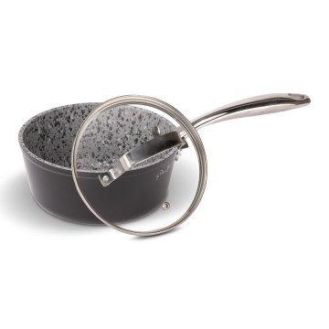 Lamart - Väikse kaanega graniitpott 16 cm must/hall/roostevaba