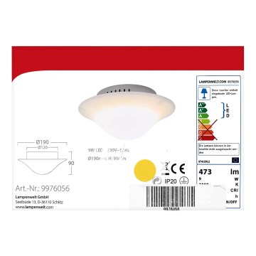 Lampenwelt - LED Laevalgusti LED/9W/230V