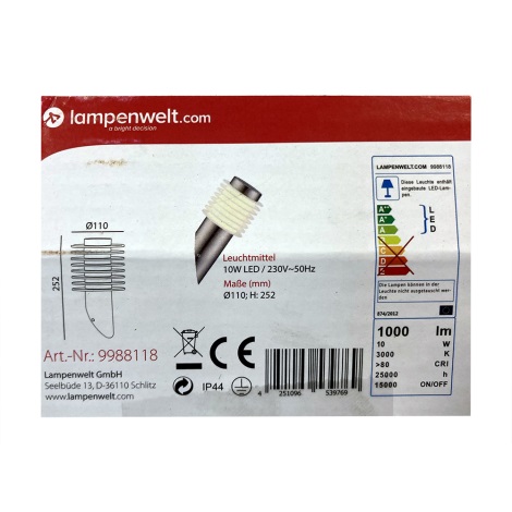 Lampenwelt - LED Väli seinalamp LED/10W/230V IP44