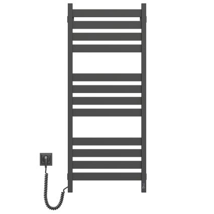 Vannitoa rätikuivatiradiaator termostaadiga LARGO 541W/230V 120,6 cm IP44 must vasakpoolne ruudukujuline