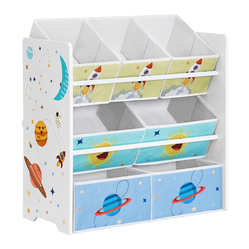 Laste hoiuregal kangast kastidega ANET sinine/valge