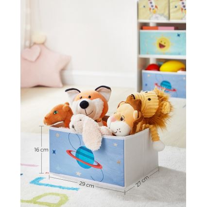 Laste hoiuregal kangast kastidega ANET sinine/valge