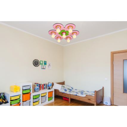Laste laelamp LUCCA 7xE27/24W/230V roosa