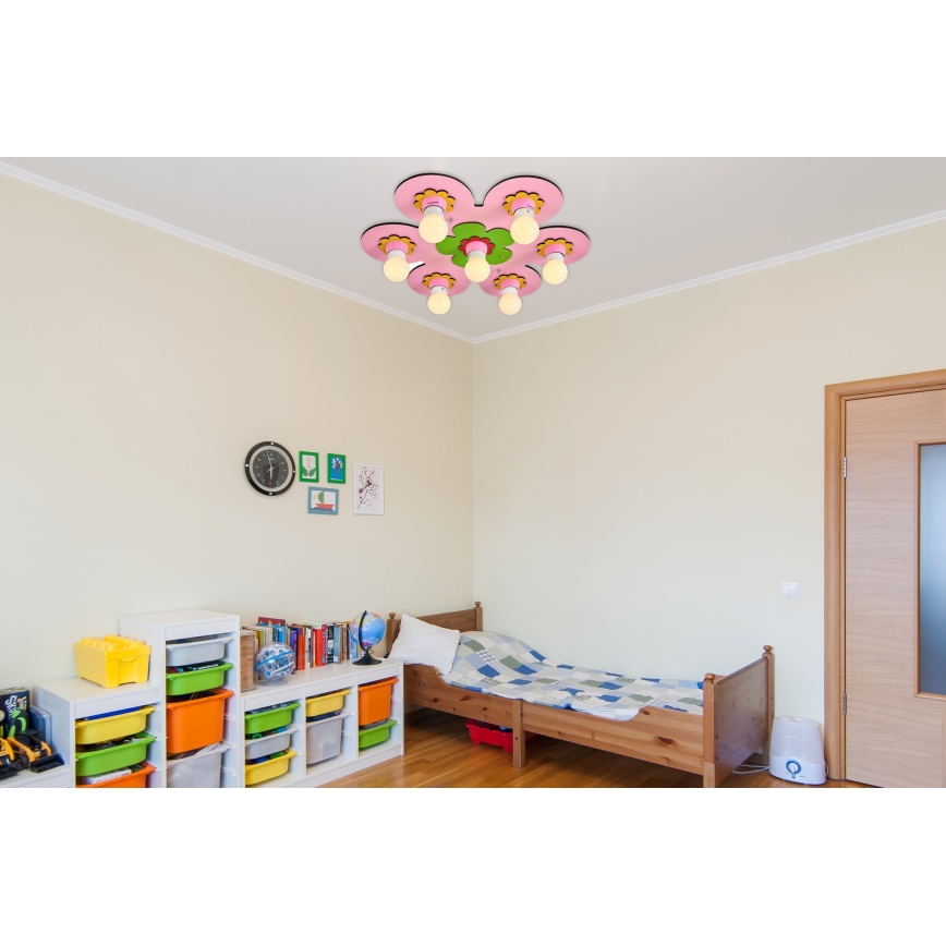 Laste laelamp LUCCA 7xE27/24W/230V roosa