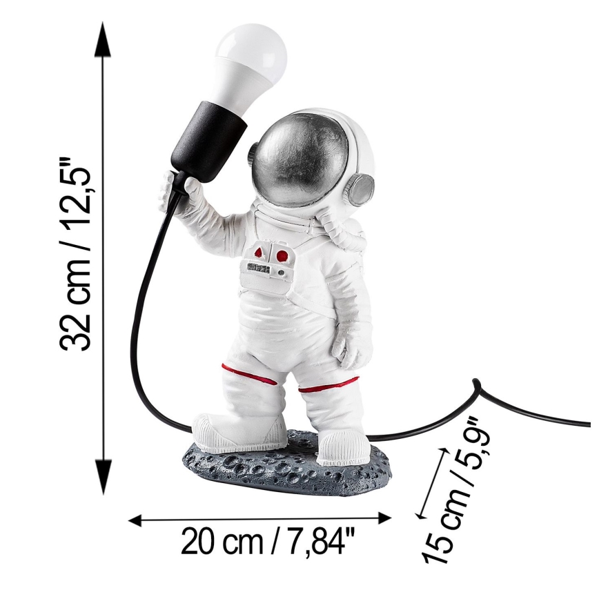 Laste lamp ASTRONAUT 1xE27/40W/230V hõbedane/valge