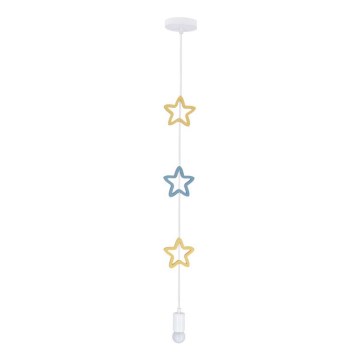 Laste lühter STARS 1xE27/20W/230V kollane/sinine/valge