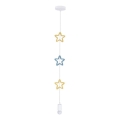 Laste luster STARS 1xE27/20W/230V kollane/sinine/valge