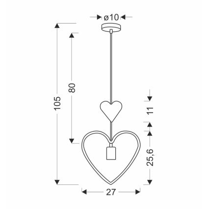 Laste rippvalgusti HEART 1xE27/20W/230V roosa/valge