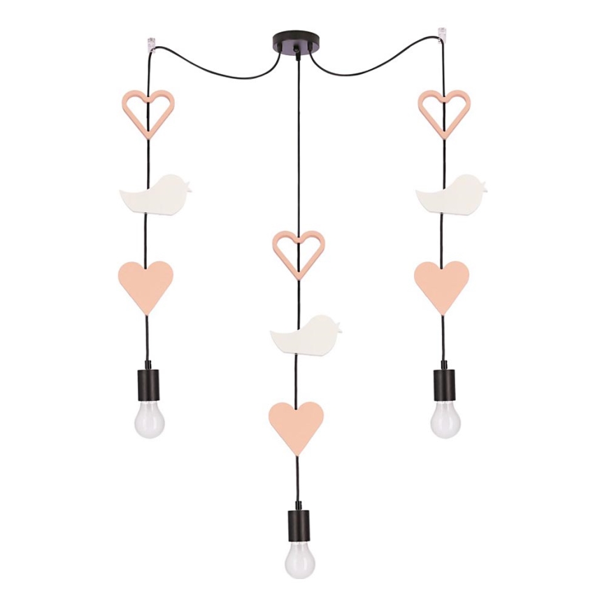 Laste riputatav lamp TRIO 3xE27/20W/230V roosa/valge