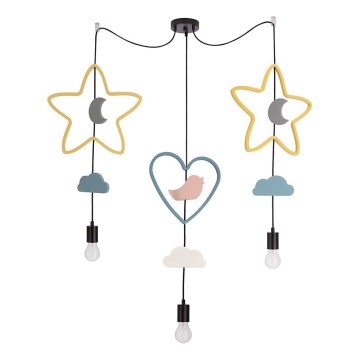 Lasteka luster TRIO 3xE27/20W/230V kollane/sinine/hall