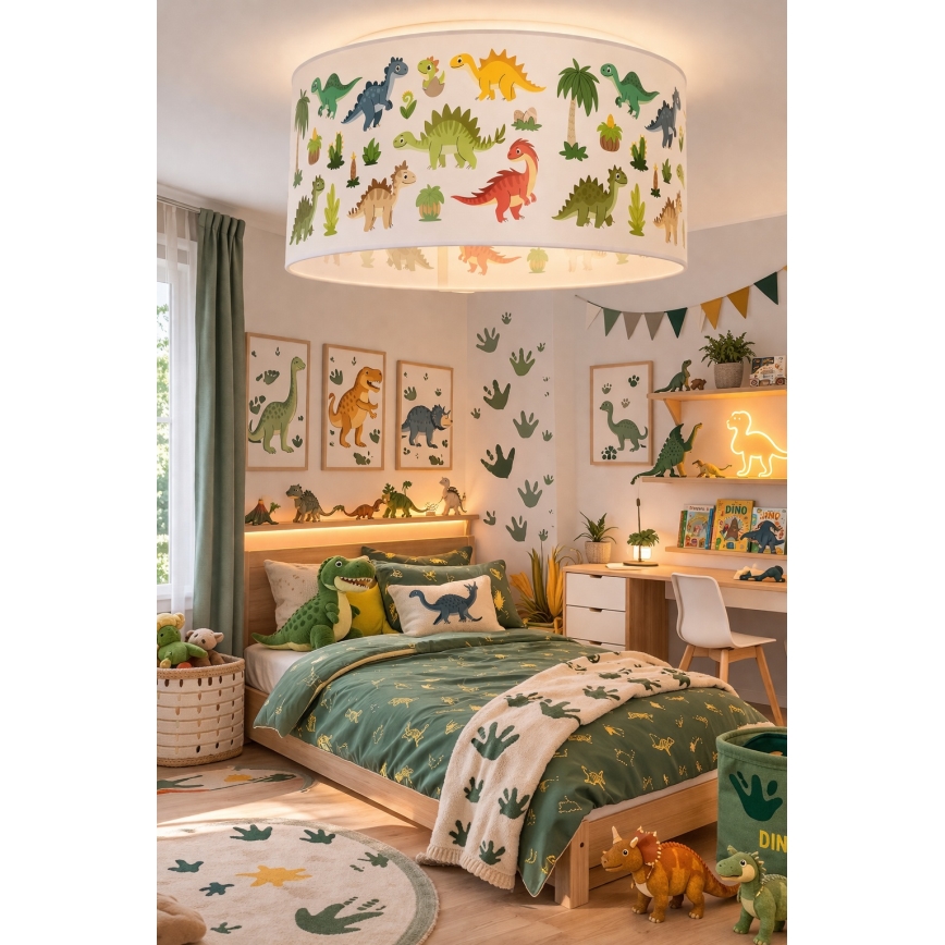 Lastetoa laelamp KIDS ROOM 1xE27/60W/230V läbimõõt 40 cm dinosauriga